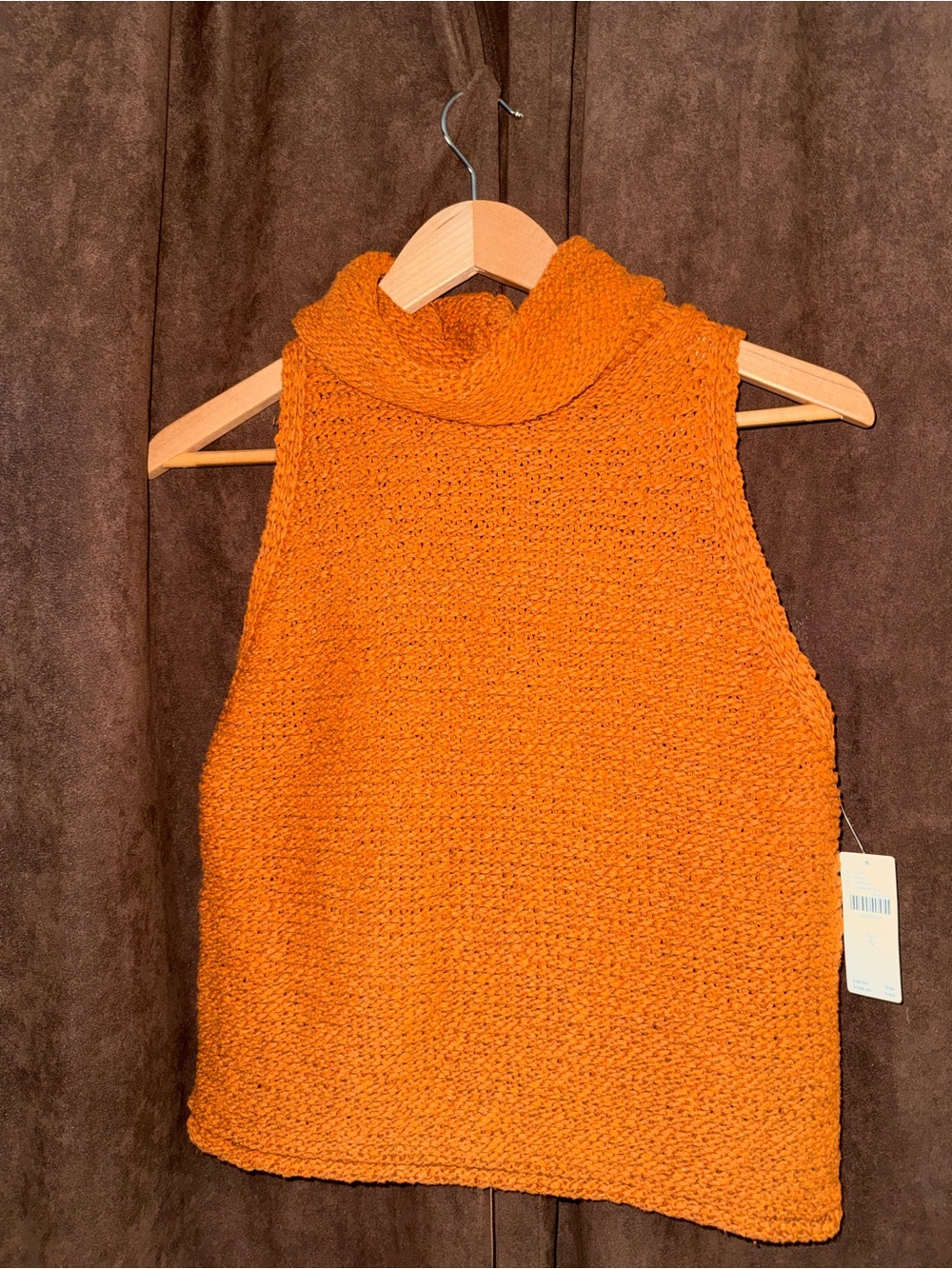 Pilcro anthropology Chunky Knit Sleeveless Turtleneck in Rust Orange